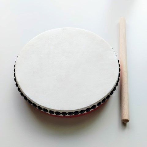 沖縄 パーランクー 直径21cm バチ付 水牛皮製 エイサー 太鼓