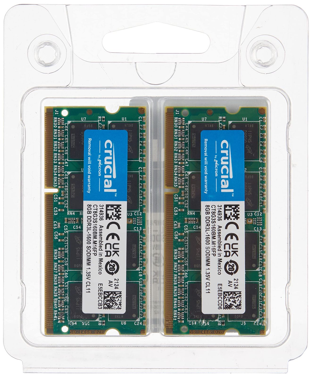 Crucial Micron製Crucialブランド DDR3 1600 MT s PC3-12800 16GB kit 8GBx2 CL11 SODIMM 204pin 1.35V 1.5V for Mac CT2K8G3S160BM