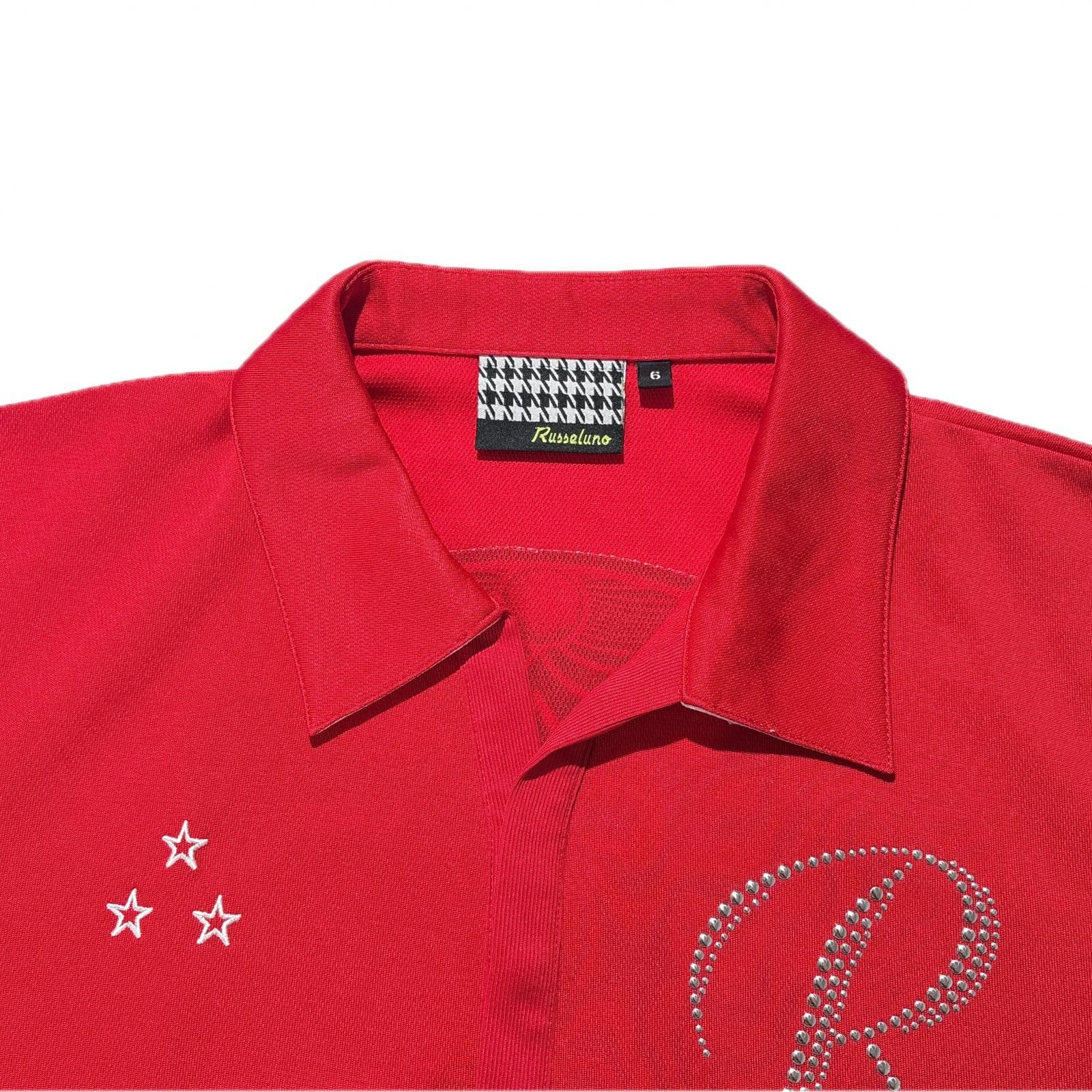 全国送料無料。 メンズ ラッセルノ RUSSELUNO 半袖ポロシャツ 6 LL 赤 レッド スカル スパンコール 突出した