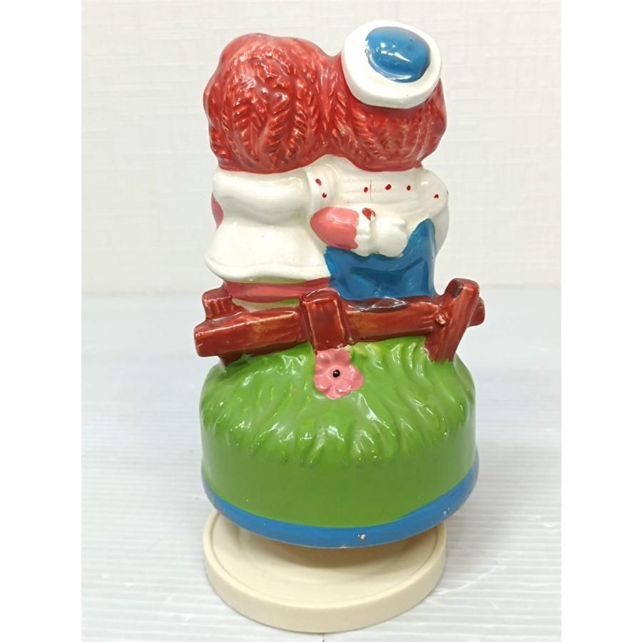 レア アンティーク ラガディ アン&アンディ 陶器回転 オルゴール 置物