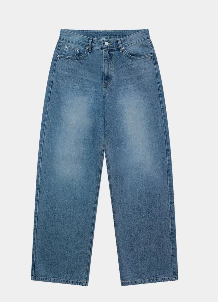 フロント ウォッシング セミワイドフィット デニム ライトインディゴ XL