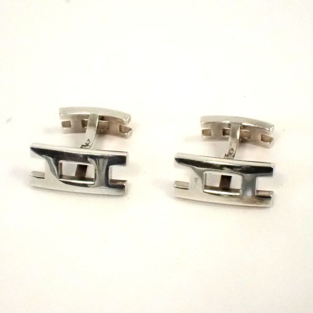 美品　HERMES エルメス カフス スクエア H シルバー カフリンクス HERMES エルメス カフス スクエア シルバー製 Hロゴ