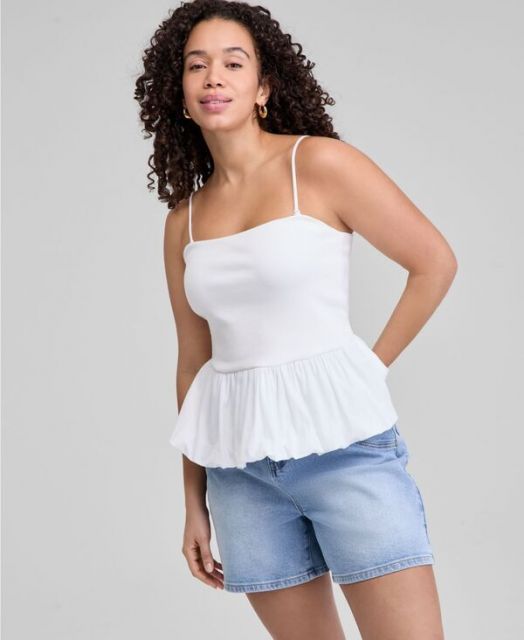 送料無料 アンドノウディス レディース シャツ トップス Women s Cotton Bubble-Hem Strapless Top P|XS-XXL Calla Lily