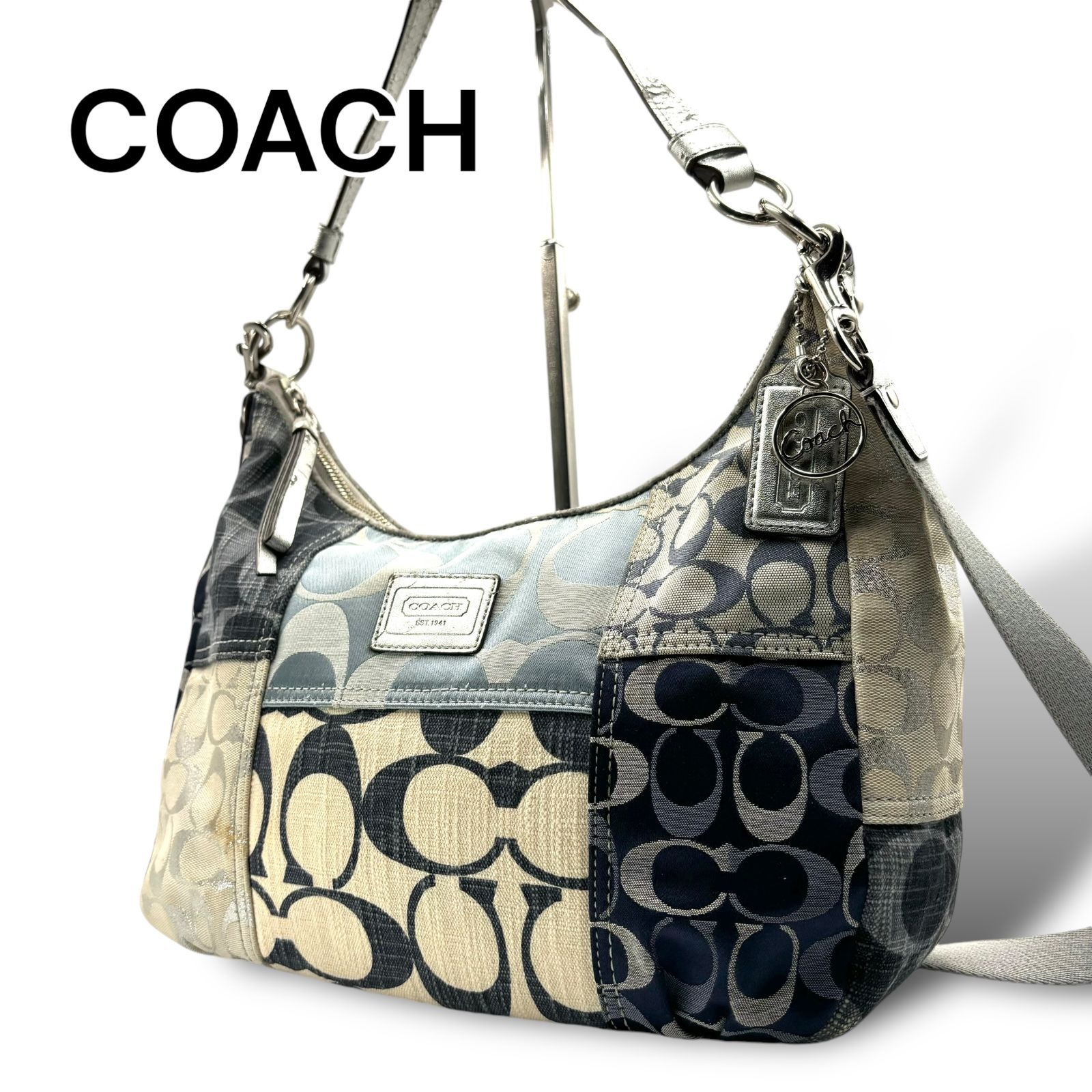 COACH コーチ ハンドバッグ ショルダーバッグ 2way キャンバス ブルー 