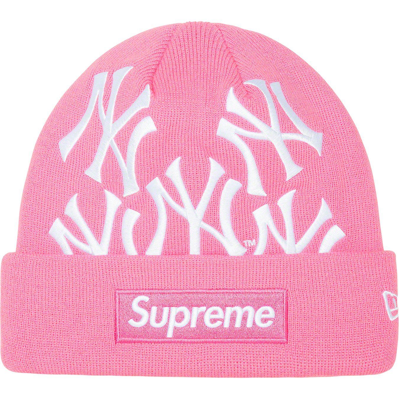 Supreme ヤンキース Box Logo Beanie ピンク pink