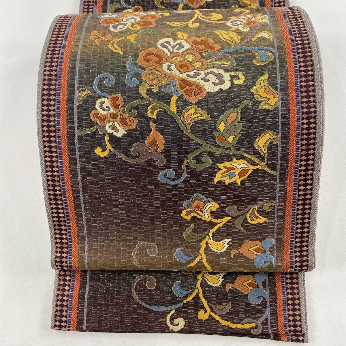 バイセル◇ 着物 名品 袋名古屋帯 ピンク 夏帯 花唐草 正絹 ☆☆☆☆