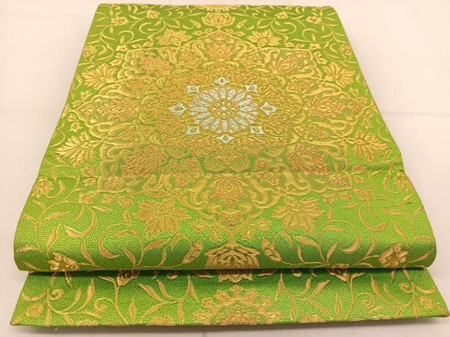 正絹 袋帯 服部織物 オリエント更紗 本金箔24K 平和屋着物◎西陣 服部織物謹製 オリエント更紗 金銀糸 六通柄