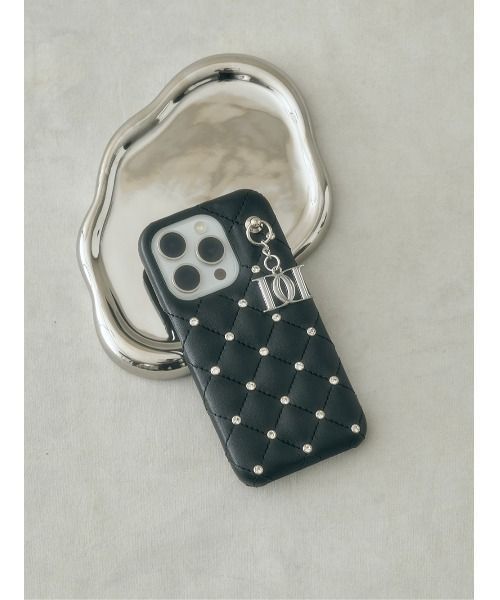 スマホケース キルティングビジューDDチャームiPhoneケース