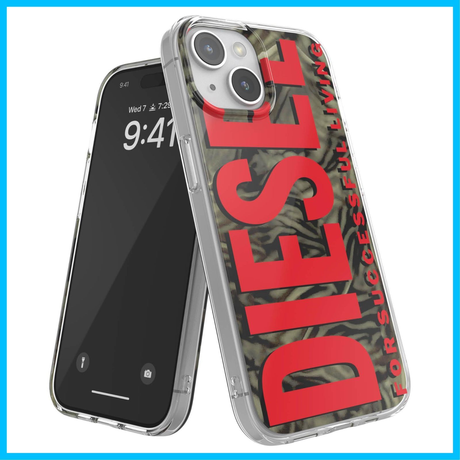 【在庫セール】レッド カモ柄 耐衝撃 デザイン（ディーゼル ケース iPhone 保護 15 Biscottoロゴ ケース ブランド iPhone15ケース 赤 DIESEL ）