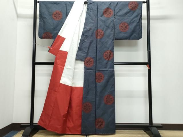 平和屋着物○上質な紬 横段花文 正絹 逸品 DAAT1339tw