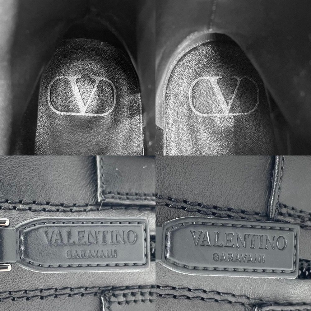 ヴァレンティノ ブーツ レディース スタッズ ショートブーツ 秋冬 靴 37サイズ アパレル ファッションアイテム VALENTINO レザー  ブラック 黒 ガンメタル金具【中古品】