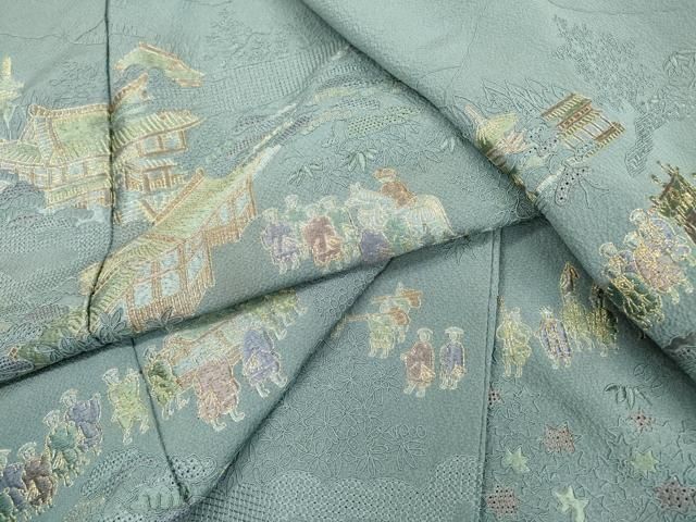 平和屋着物▽中国三大刺繍 スワトウ刺繍 汕頭刺繍 総刺繍 訪問着 人物