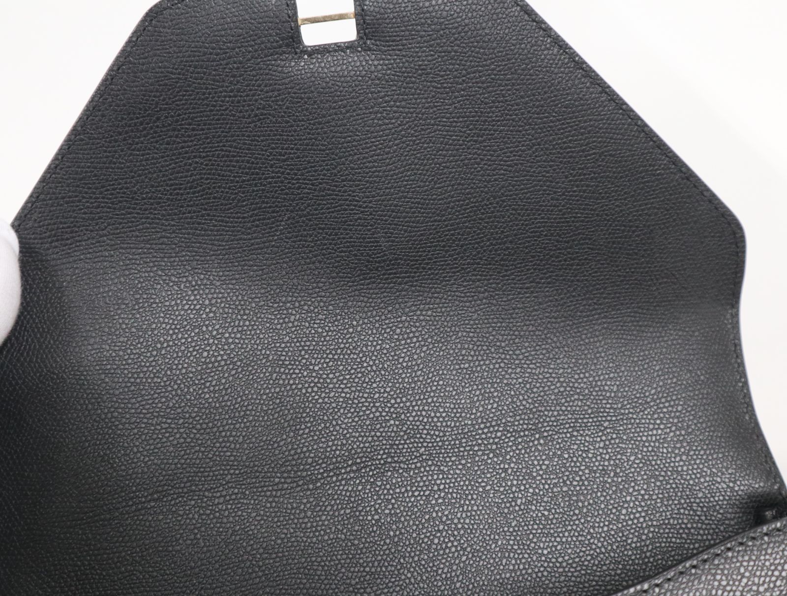 ヴァレクストラ VALEXTRA ラージ イジィデ チェーン ブラック ソフトカーフスキン ライトゴールド金具 極上美品 バッグ Valextra（ヴァレクストラ） ラージ イジィデ チェーン ブラック