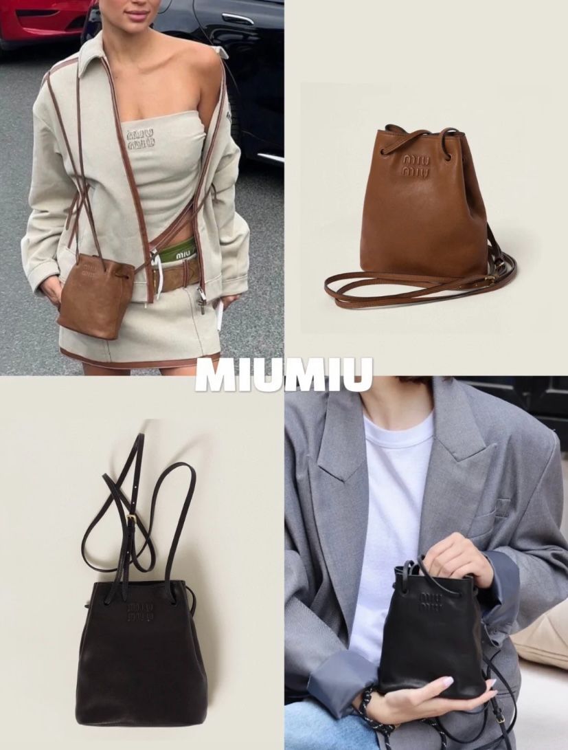 ☆入手困難 ☆ MIU MIU ミュウミュウ ショルダーバッグ VIVIセイア着用 Nappa leather mini-bag ナッパレザーミニバッグ  2色 ブラック/ブラウン - メルカリ