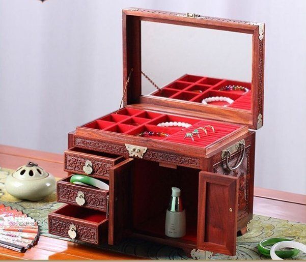 赤木 ボックス精緻な紫檀木製 ボックスロック付きレトロ収納ボックス NEXPOTALLINN_EU