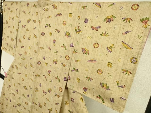 平和屋本店□極上 染織の名門 しょうざん 生紬 宝尽くし 京都きもの  