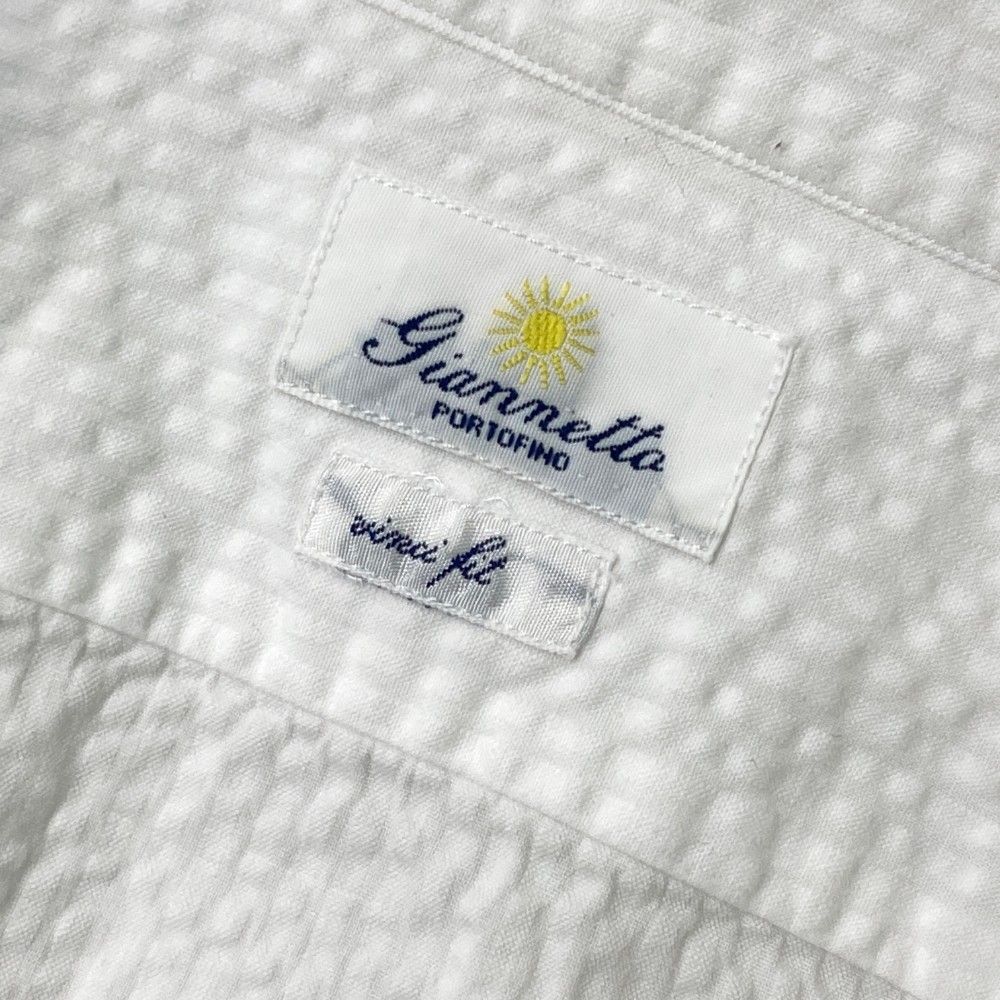 GIANNETTO ジャンネット 長袖シャツ シアサッカー ホワイト系 43