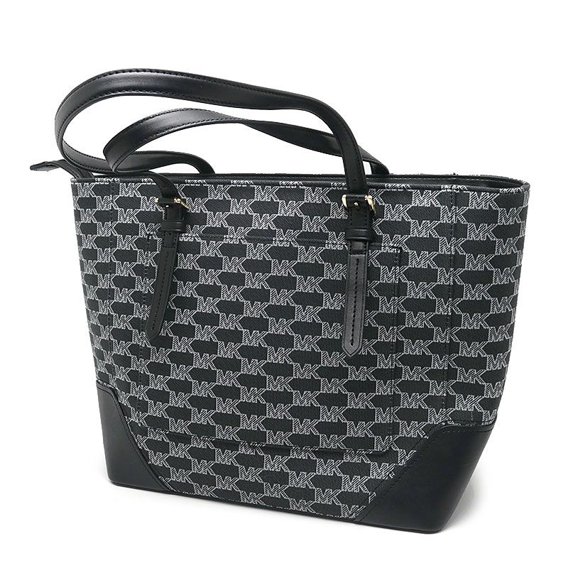 マイケルコース キャンバストートバッグ MKロゴ総柄 ブラック A4サイズ対応