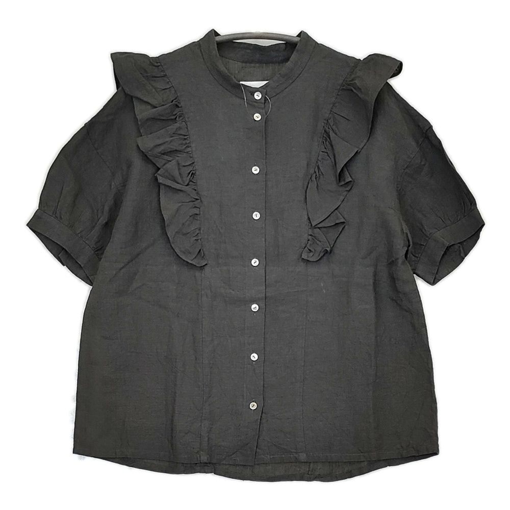 MAGALI マガリ ファナージュリネンサイドフリルブラウス