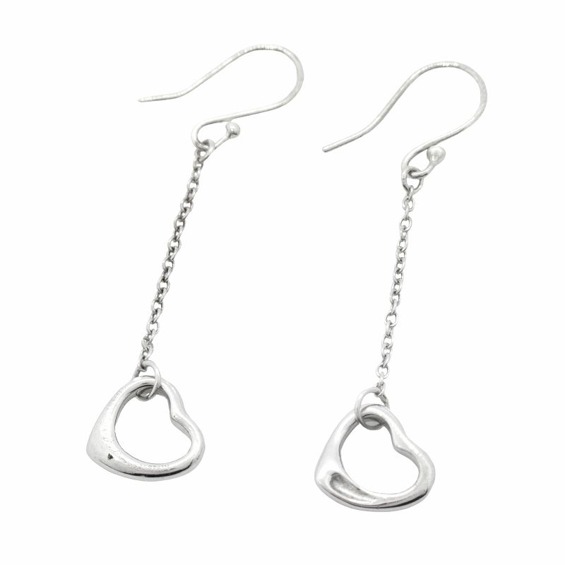 仕上げ済 新同 ティファニー TIFFANY - CO. オープンハート スウィング チェーン ピアス エルサ ペレッティ Ag925 シルバー アクセサリー ジュエリー レディース メンズ ３