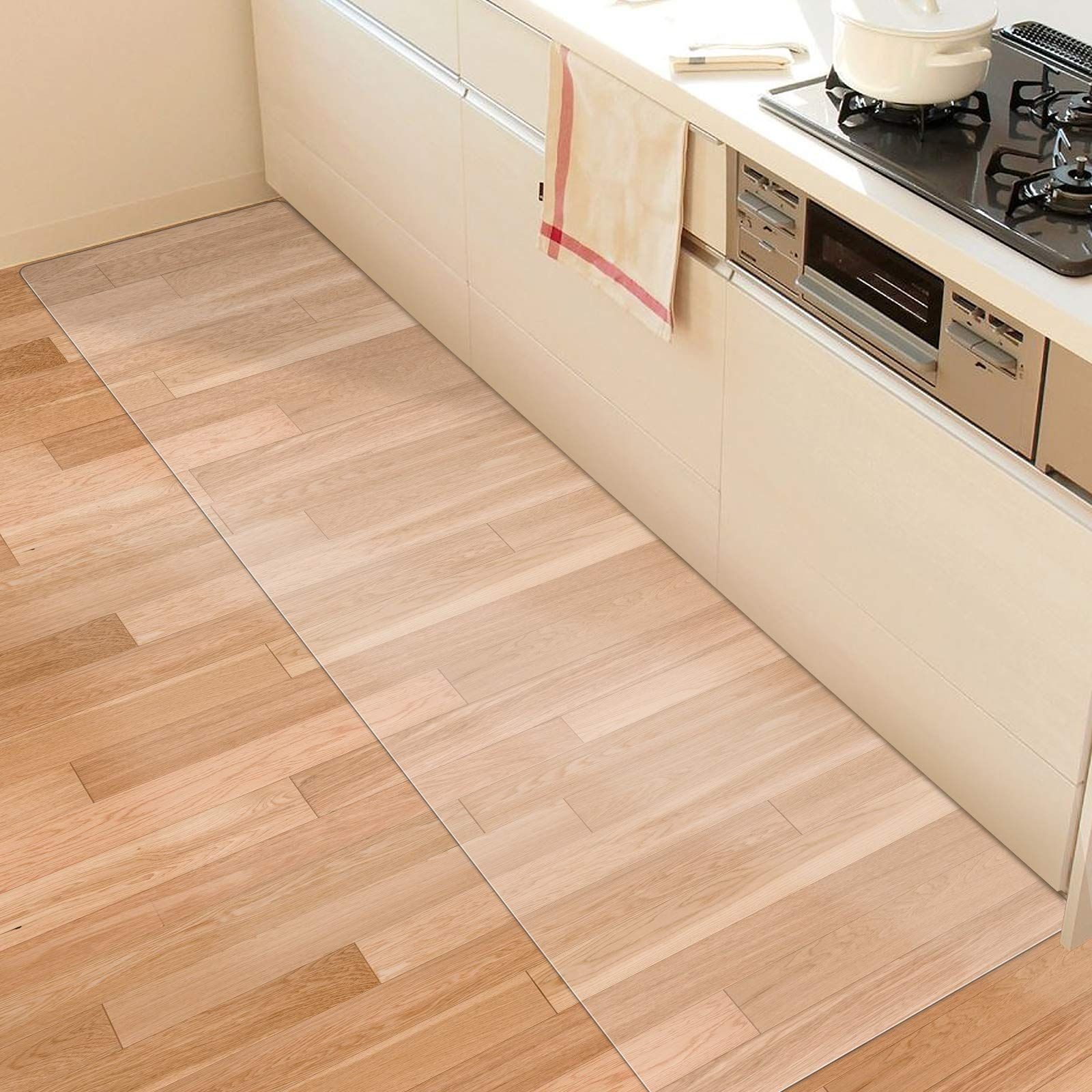 【新着商品】【拭くだけ】キッチンマット 透明 240×60cm クリア 1.5mm厚 拭ける PVC 床暖房対応 お手入れ簡単 台所マット ソフト エンボス加工 カットできる サラっとした手触り 清潔 ハードフ