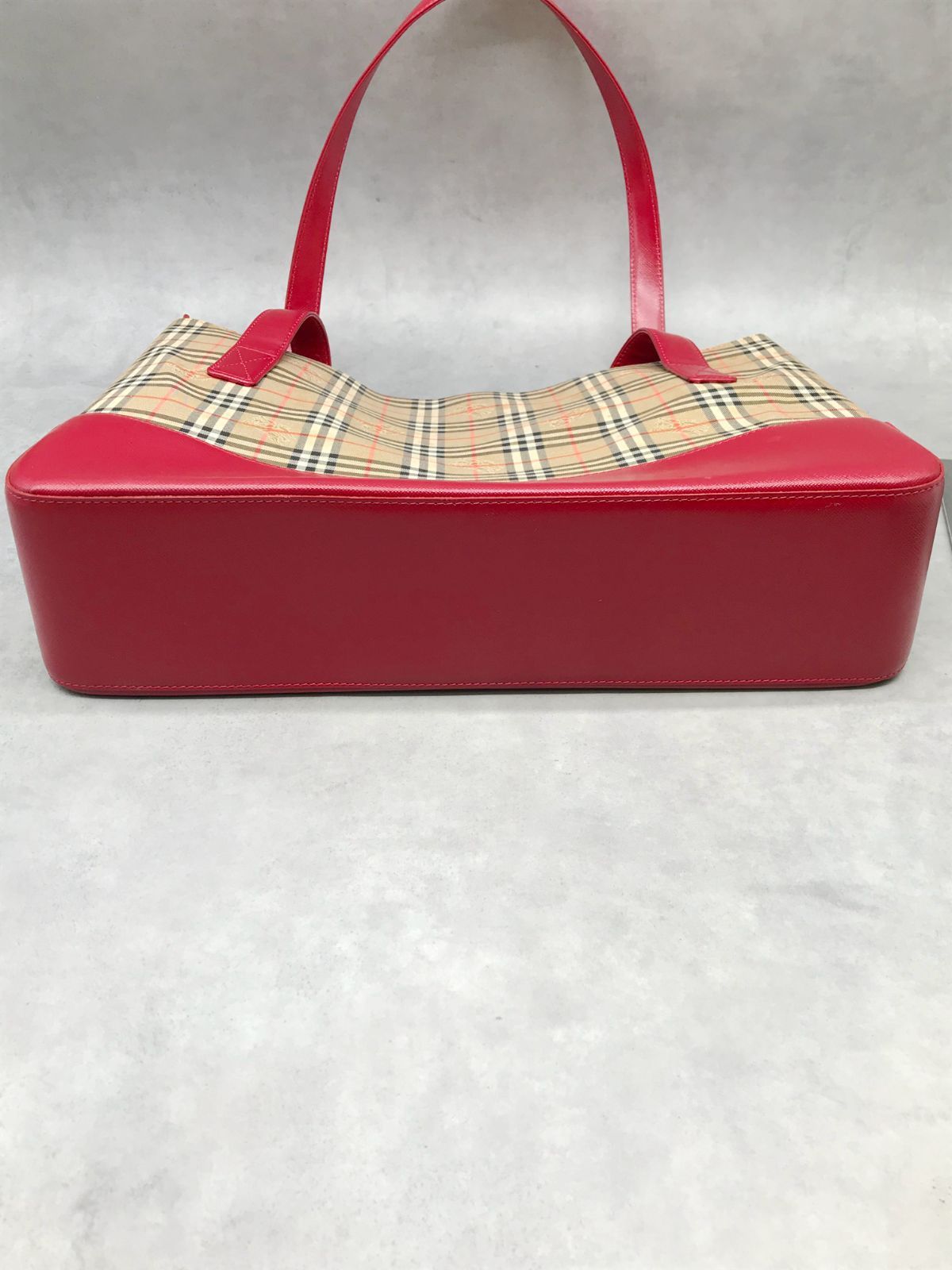 MK77△BURBERRY バーバリー トートバッグ ノバチェック シャドーホース
