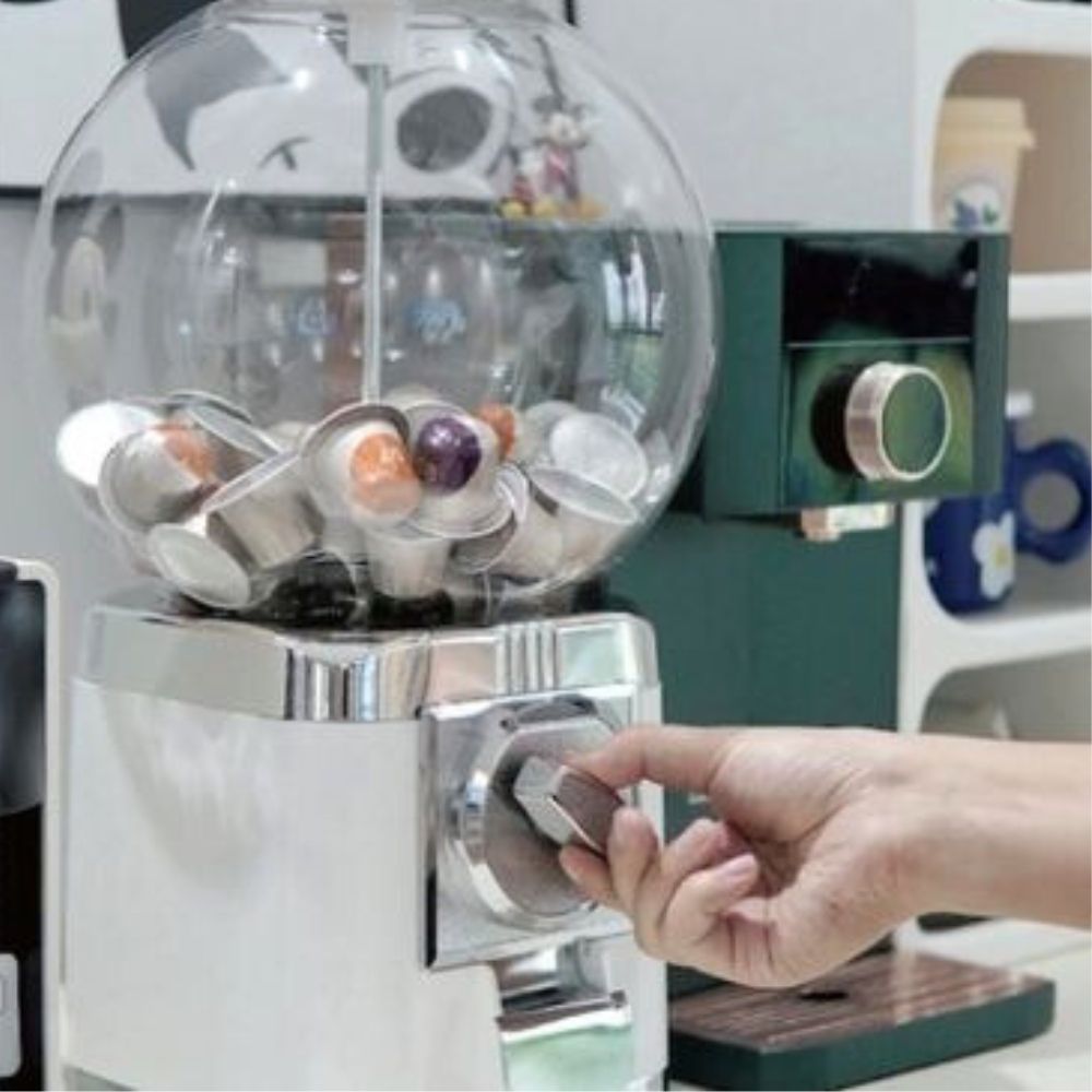 コーヒーカプセル収納 ガチャガチャマシーン ホワイト ブラック