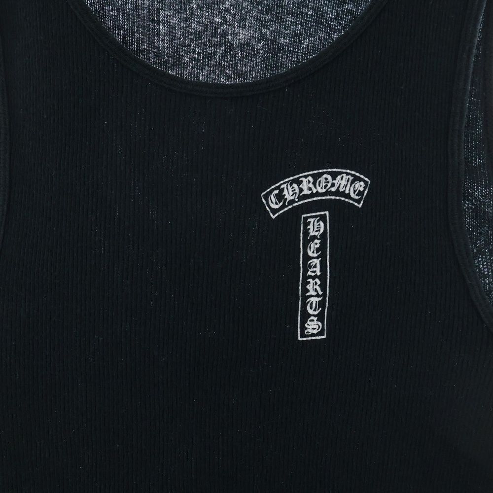 クロムハーツ　タンクトップ　ノースリーブ　ロゴプリント　ブラック　XL クロムハーツ CHROME HEARTS タンクトップ ノースリーブ