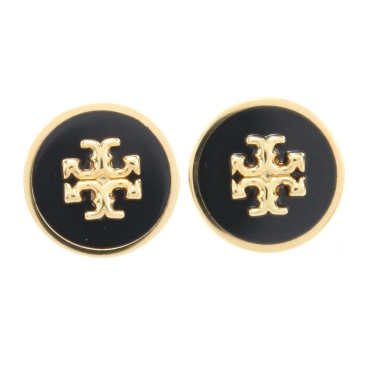 トリーバーチ TORY BURCH ピアス レディース キラ エナメル サークルスタッズ90547 720TORY GOLD-BLACK ブラック accessory-01