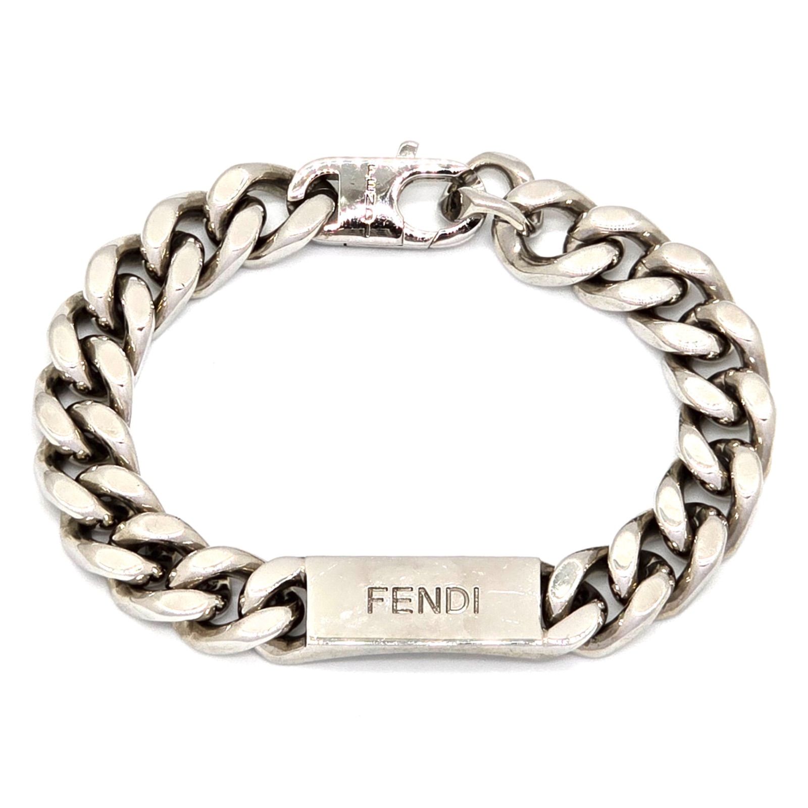 FENDI フェンディ ブレスレット M 全長20.5㎝ チェーンリンク プレート 