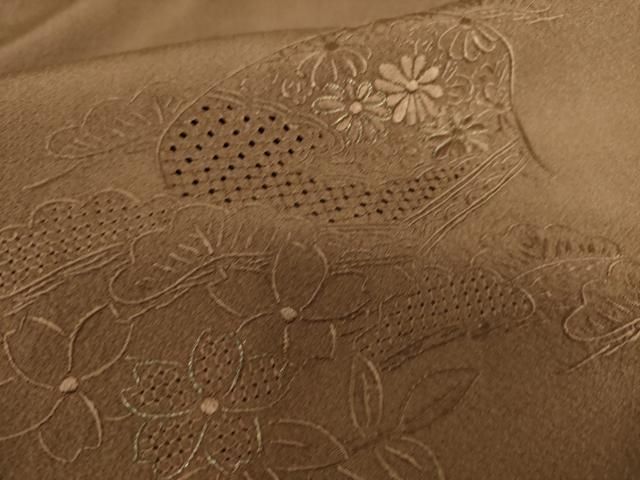 平和屋着物▽中国三大刺繍　スワトウ刺繍　汕頭刺繍　総刺繍　訪問着　単衣　短冊花文箱　金糸　憲法色　正絹　逸品　DAAS0471az 平和屋着物▽中国三大刺繍 スワトウ刺繍 汕頭刺繍 総刺繍 訪問着 単衣