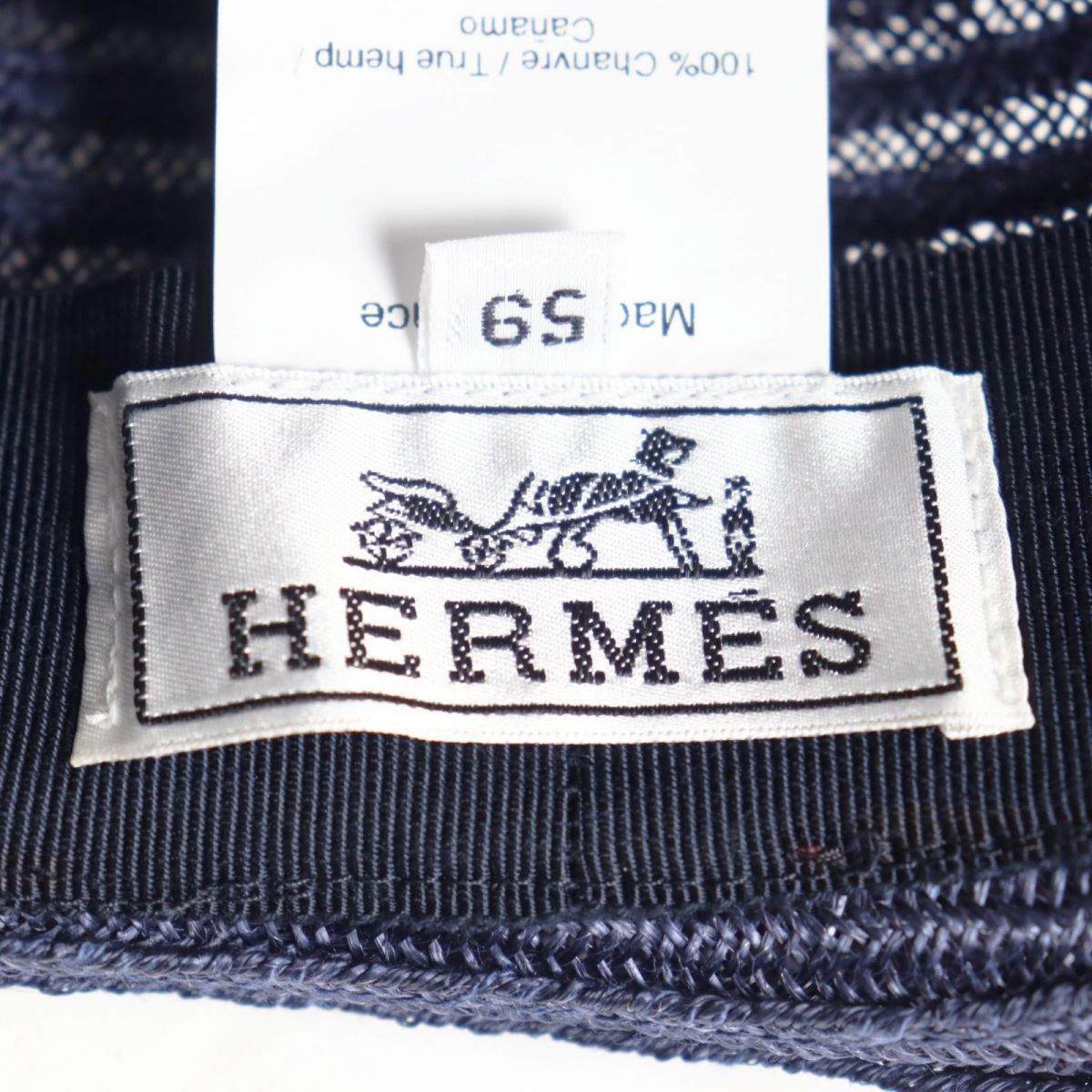 美品○HERMES エルメス Hロゴ刺繍入り 中折れ ストローハット/帽子