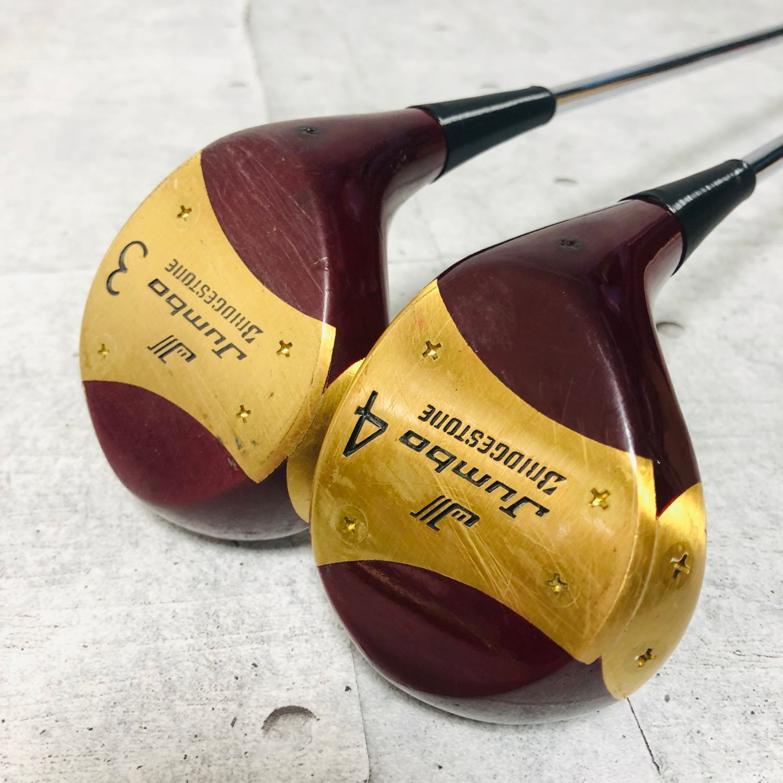 【低価，定番】 BRIDGESTONE ブリヂストン Jumbo ジャンボ尾崎 パーシモン 2本セット メンズゴルフ クラブ ウッド 単品 初心者 入門 フェアウェイウッド