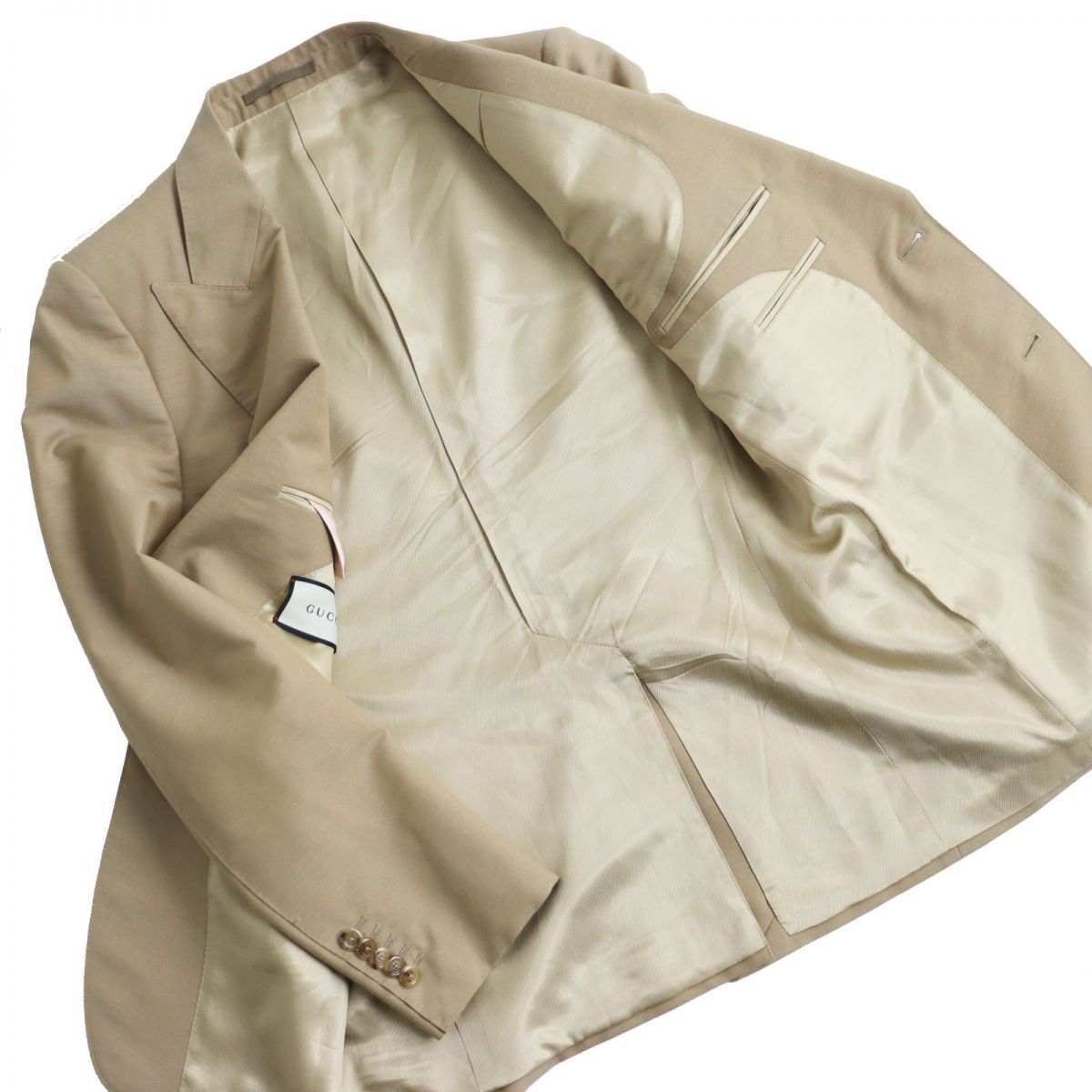 極美品○GUCCI グッチ 613967 モヘア混 ピークドラペル シングル  