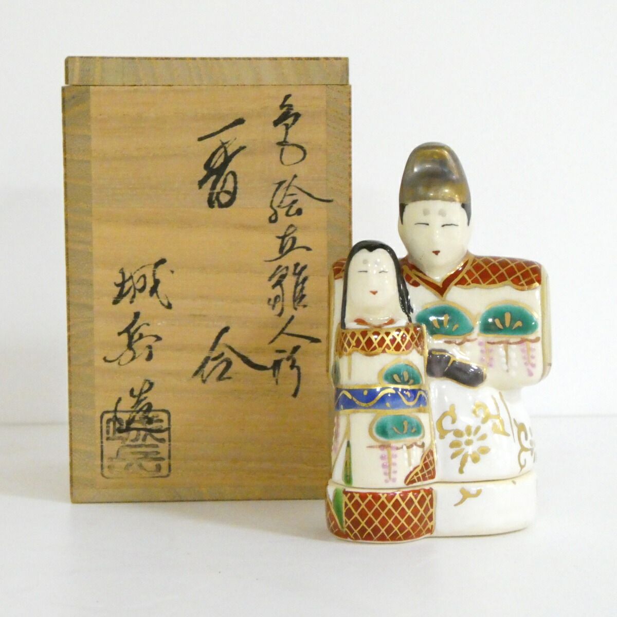 イ60 香合『京焼 橋本城岳造』『色絵ぶりぶり香合 共箱』茶道具 イ60