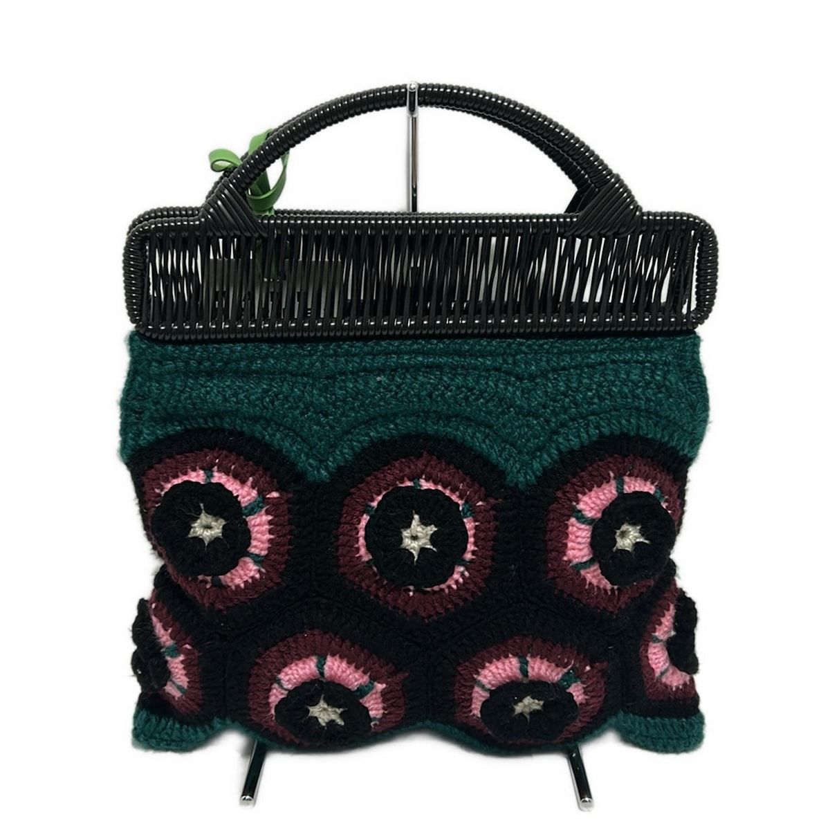 マルニ　フラワーカフェ　ウーリークロシェバック　トートバッグ MARNI(マルニ) トートバッグ美品 フラワーカフェ クロシェ