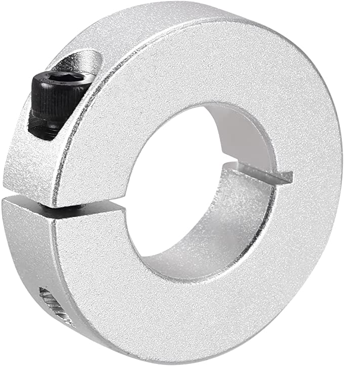 uxcell シャフトカラー シングルスプリット アルミクランプカラー 止めねじ付きシャフトカラー 15 mm内径 シルバートーン