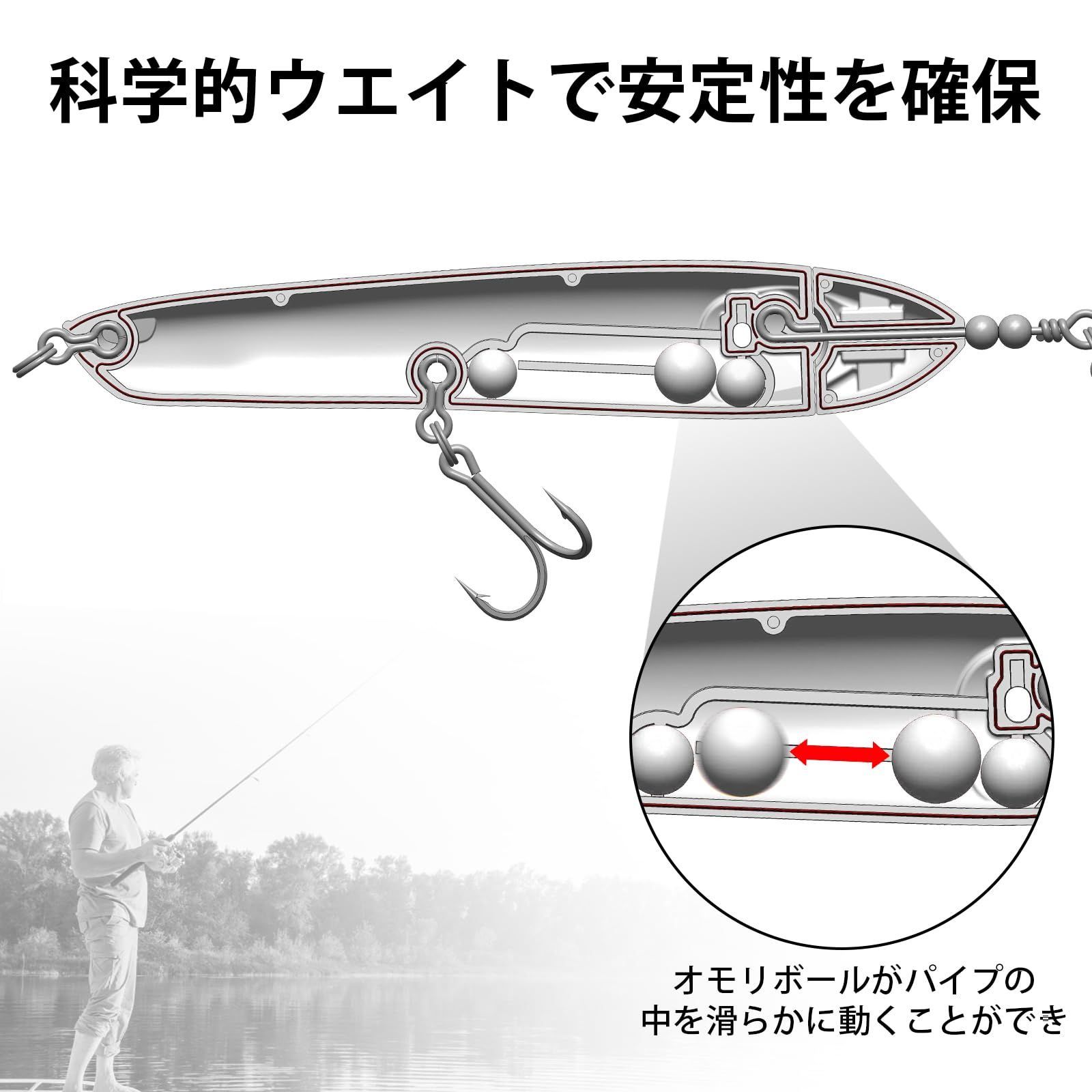 人気商品】TRUSCEND ペンシル ポッパー ルアー BKKフック トップ