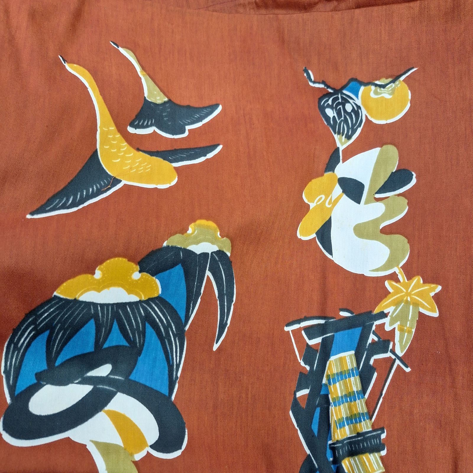 未使用☆箱あり 芹沢銈介模様 こたつ上掛 春夏秋冬 綿100