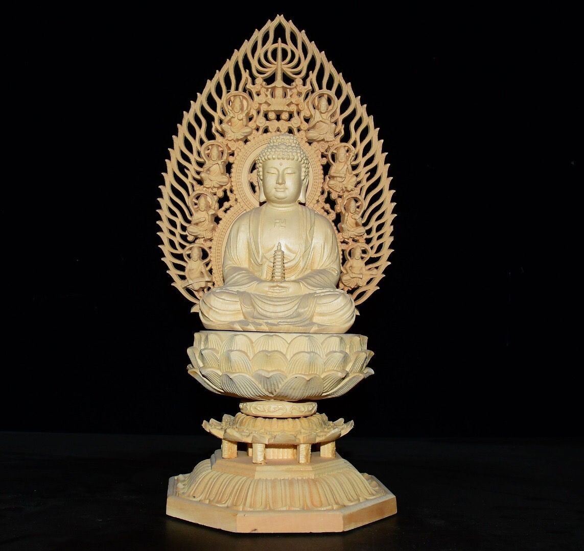 旧家蔵出し 小葉黄楊木細密彫 透空彫 藥師仏像 密教上品 賞物 旧家蔵出し 小葉黄楊木細密彫 透空彫 藥師仏像 密教上品 賞物