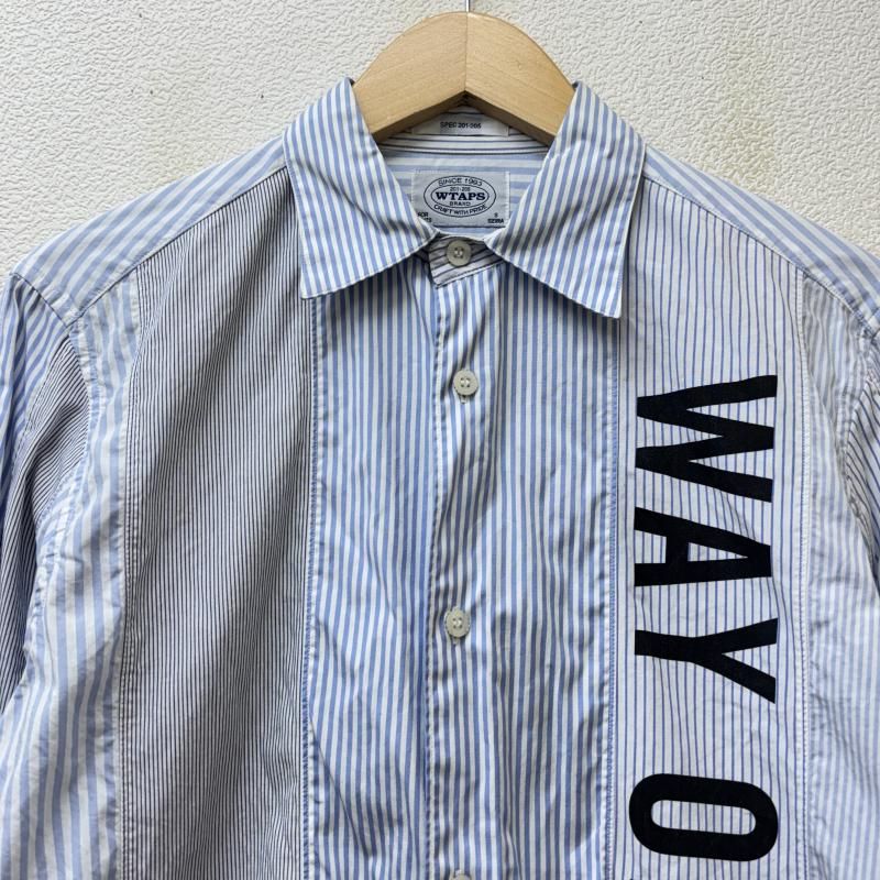 Lサイズ】WTAPS ストライプシャツ 青×白 ダブルタップス WHO DARES WINS