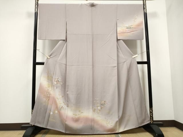 平和屋着物▽中国三大刺繍 スワトウ刺繍 訪問着 扇面草花文 暈し