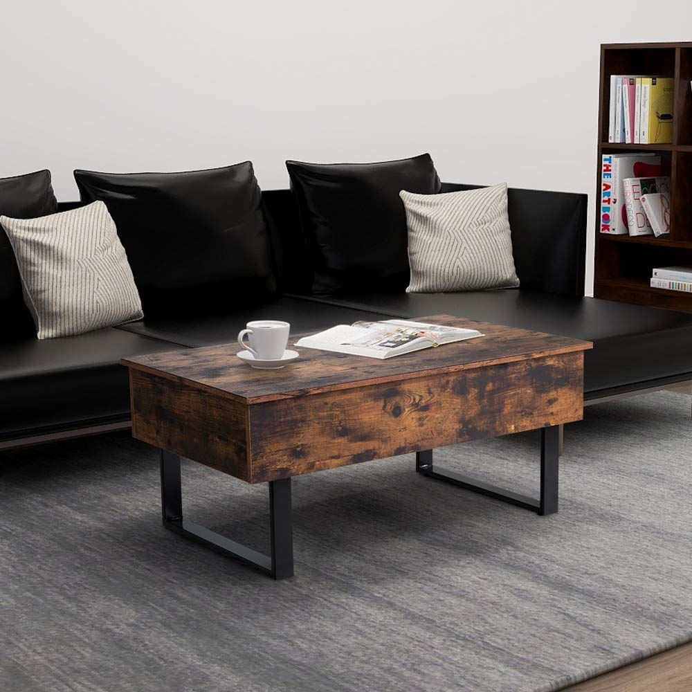 新着商品 昇降センターテーブル 大 収納型 幅100 ブラウン