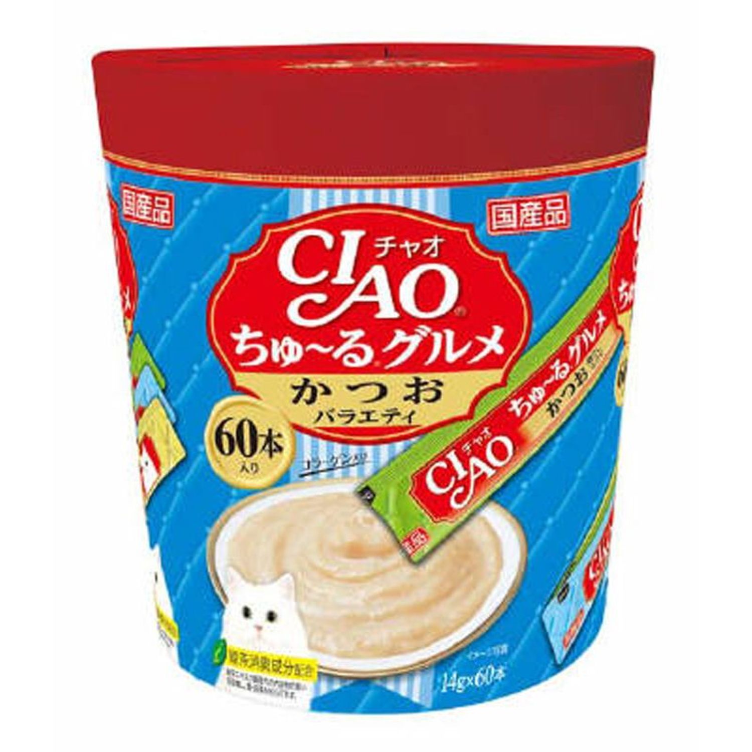 同梱不可 8個セット いなば CIAOちゅ～るグルメかつおバラエティ14g×60本