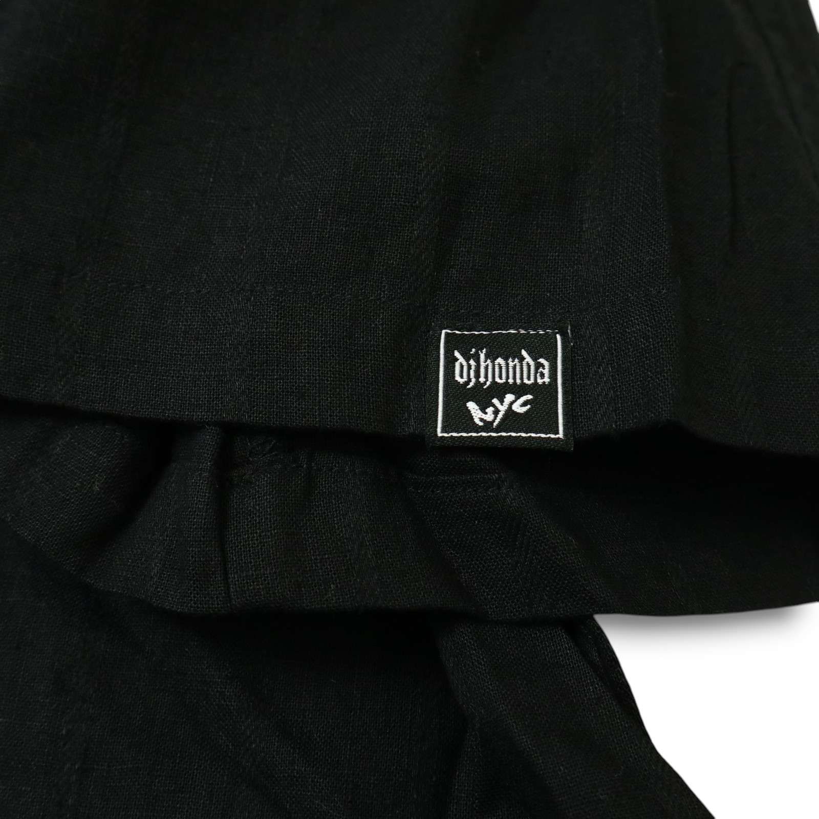 【新品 未使用】 dj honda ディージェイホンダ 麻 リネン 半袖 ジップアップ シャツ ブルゾン ジャケット Sz.L メンズ 黒