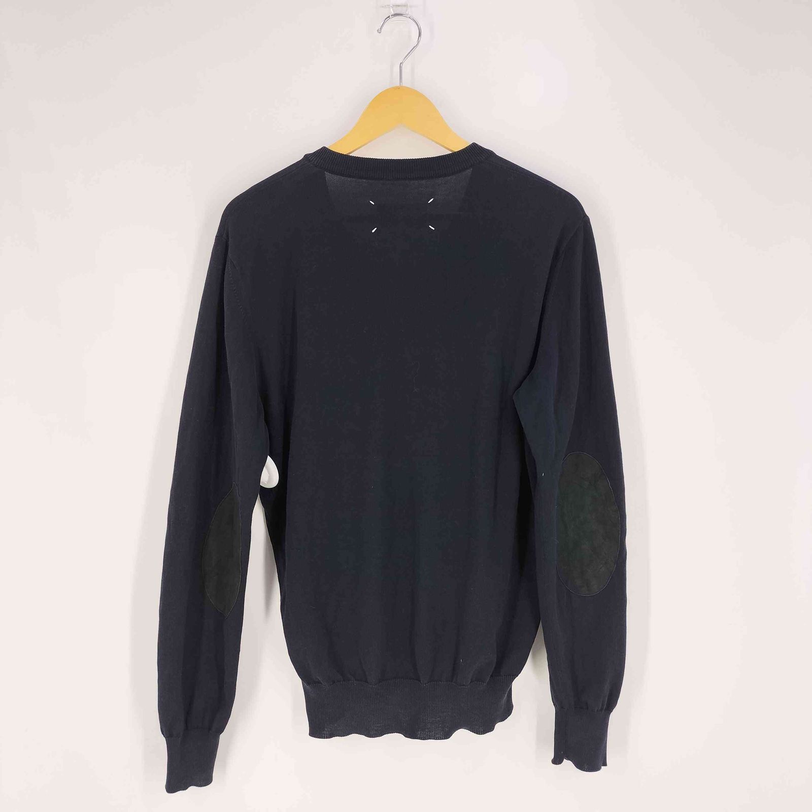 マルジェラ Maison Margiela 黒 Vネック ニットエルボーパッチ