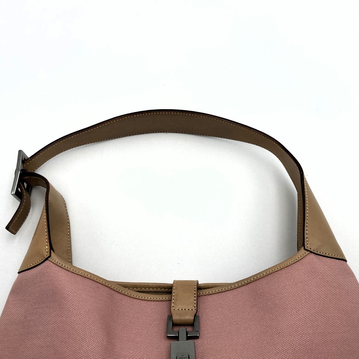 GUCCI スエード　ハンドバッグ　ジャッキー　ピンク　ベージュ Yahoo!オークション -「gucci バッグ ピンク」(ジャッキーライン