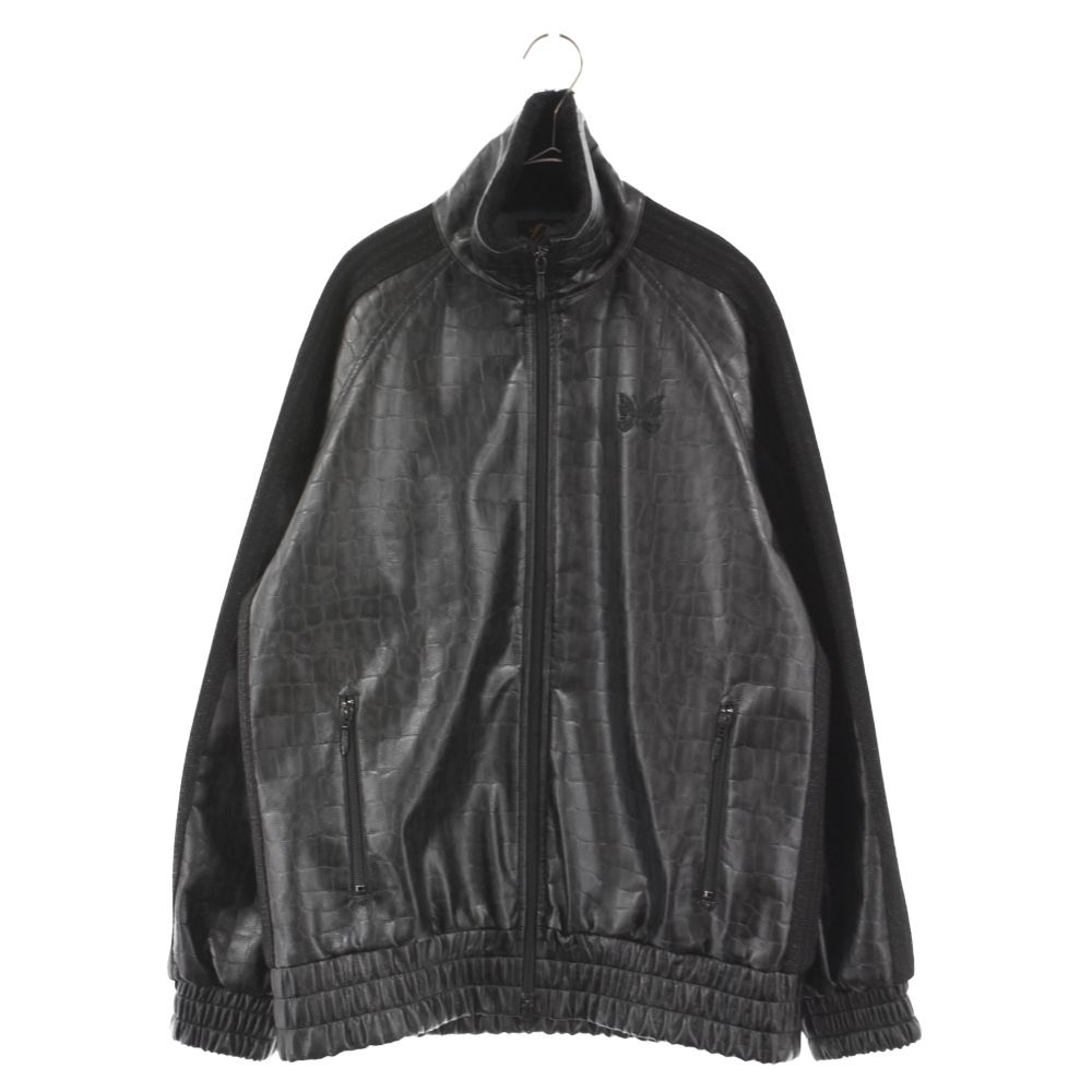 Needles (ニードルス) 20AW Track Jacket - FAUX LTHR フェイクレザー ジップアップ ジャケット HM234  ブラック