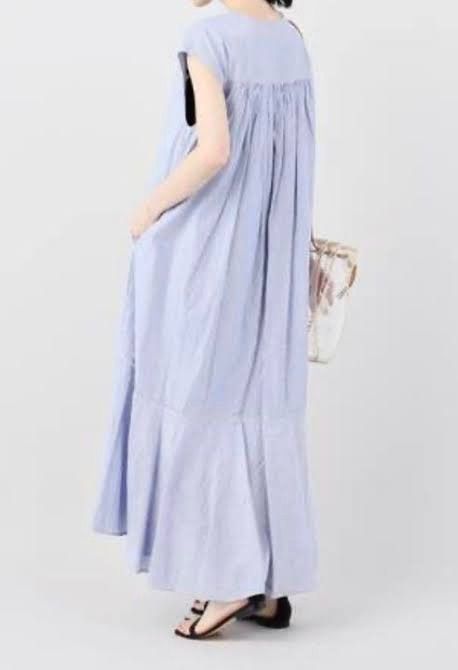 cE52 ヌキテパ ne quittez pas ポプリンストライプワンピース ボウタイ