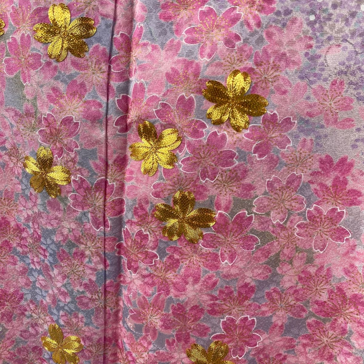 振袖 身丈169.5cm 裄丈65.5cm M 袷 桜 銀通し 金糸 ピンク 正絹